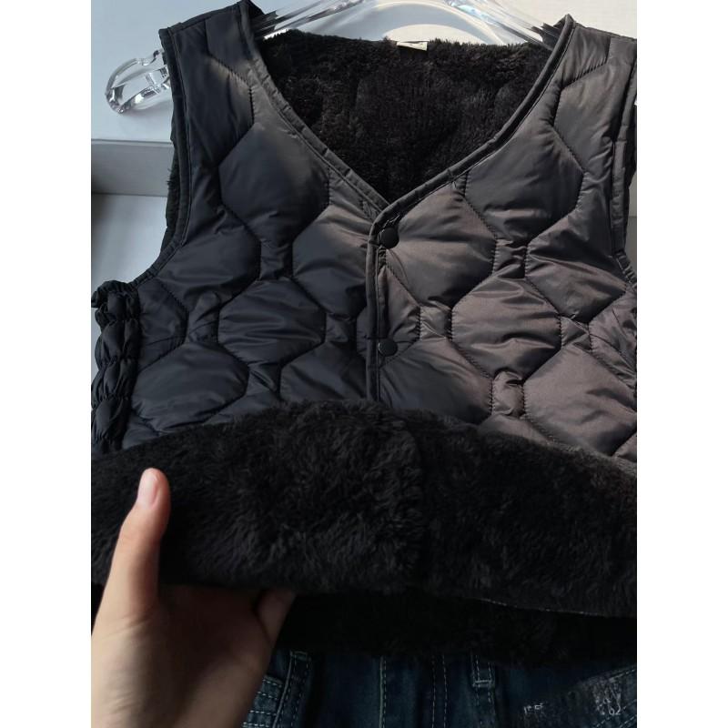 Womens Warm Padded Vest 2026 Winter Short Sleeveless Fleece Lined Outerwear Office Casual Wear