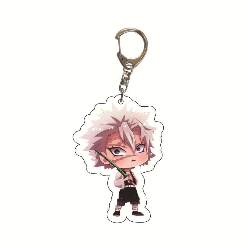 Acrylic Anime Keychain Kamado Tanjiro Nezuko Agatsuma Zenitsu Student Bag Charm Pendant Cosplay Accessories Gift