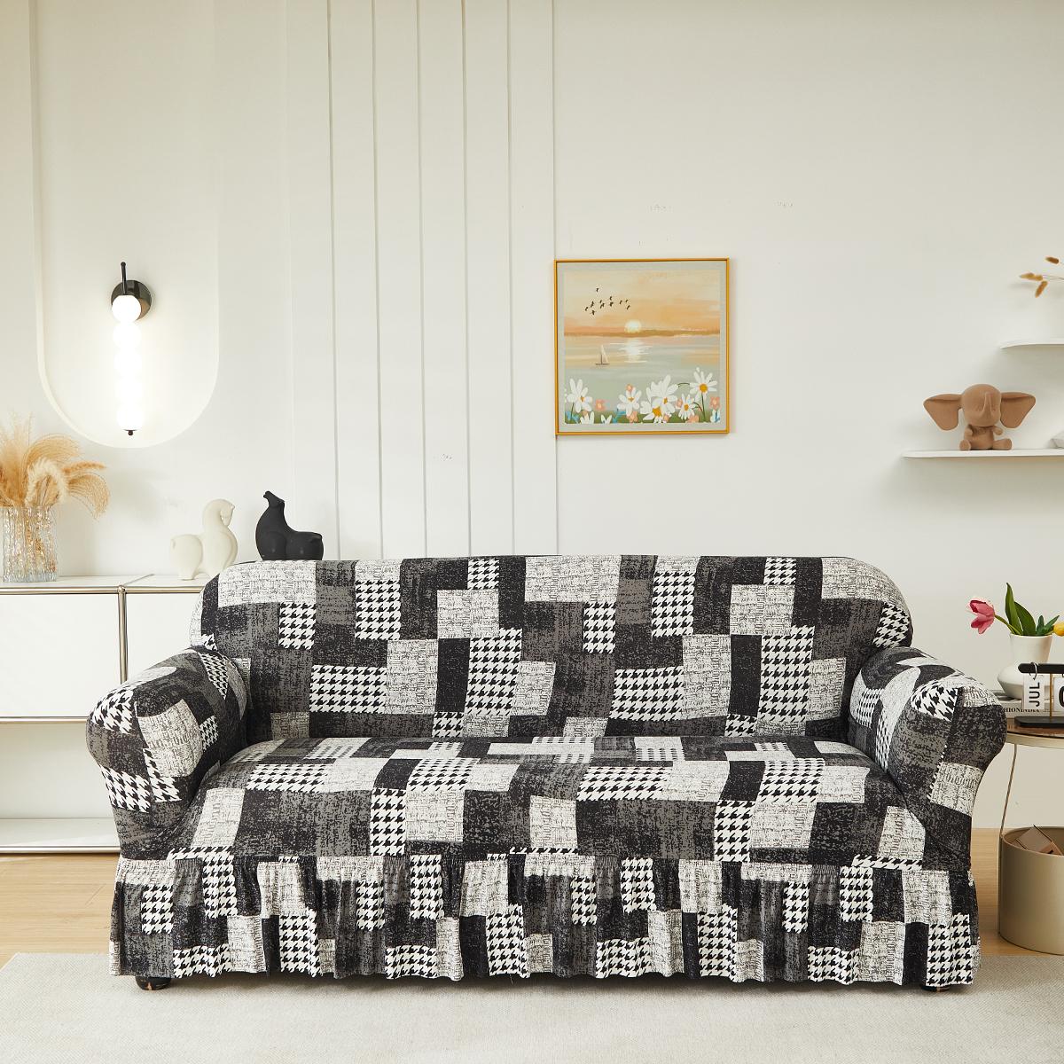 

1 шт. Чехол для дивана с принтом, эластичный, противоскользящий. Простой, современный, всесезонный, пыле- и кошачий.. Выдвижной, моющийся, долговечный. 1-Seater