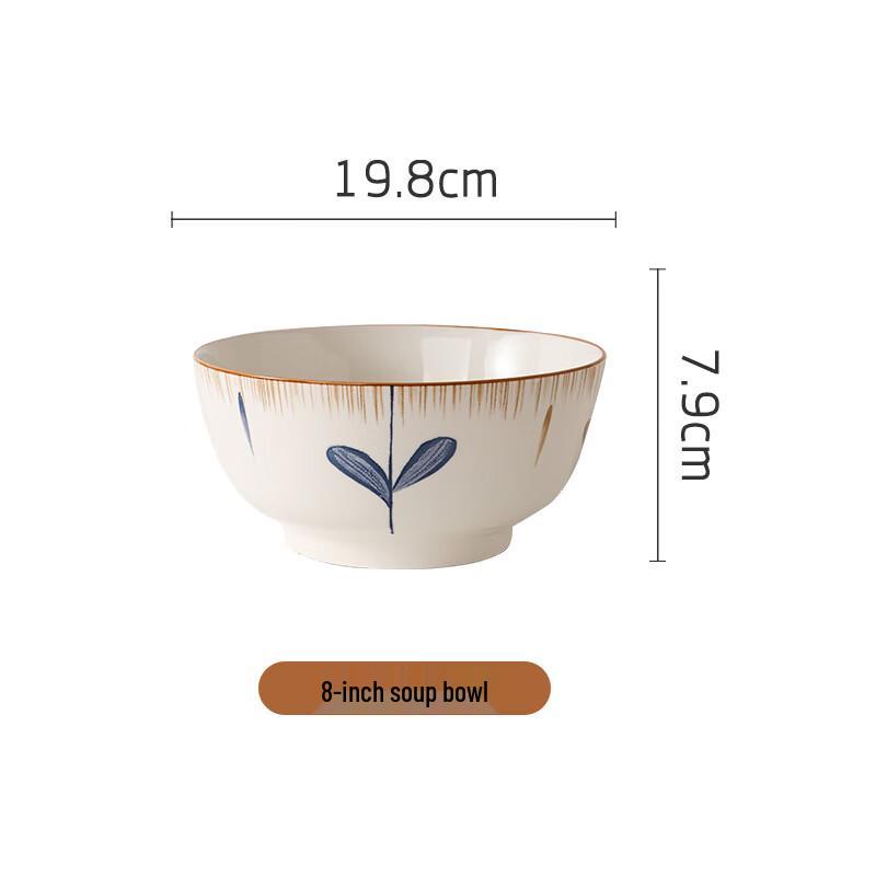 Japanese Style Large Ceramic Soup Bowl Set