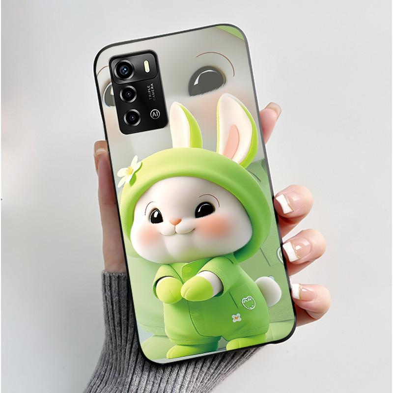 For ZTE Blade V40 Vita / V41 Smart Phone Case Luxury Cute Love Rabbit Funny Black Cover Shell Soft Silicone Protective Casing