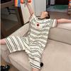 Foreign Style Cartoon Large Size Short-sleeved Pajamas Women's Summer 1011 New Loose Long One-piece Pajamas Loungewear Outside