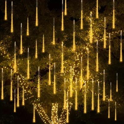 8Tubes LED Meteor Shower USB Operated Fairy Holiday Lighting 2025 Christmas Home Decoration Wedding Garden Bedroom Decoration
