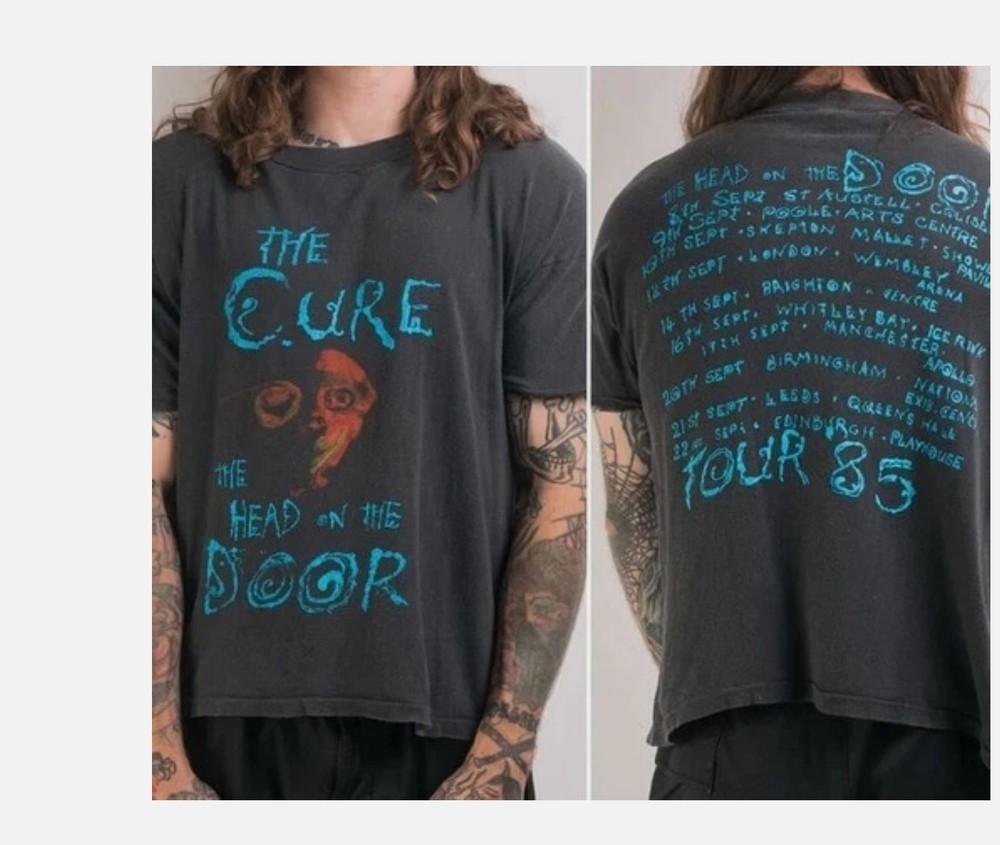 

1985 The Cure The Head On The Door Tour TShirt 2 sided Black tee S5XL Unisex T-Shirt S