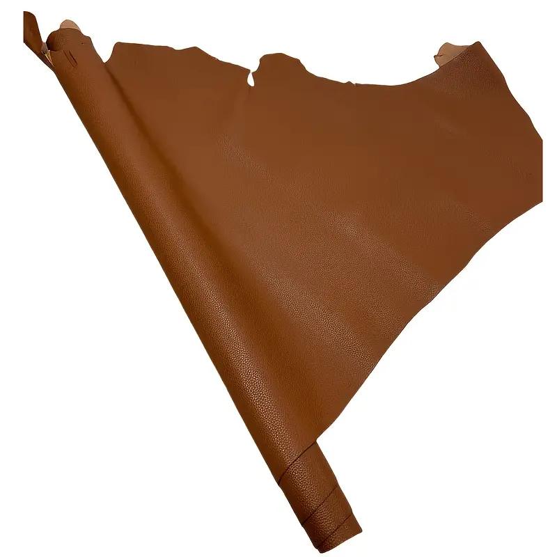 Khaki Lychee Pattern Top Layer Cowhide Leather Material, Genuine Leather Brown, Handmade DIY Leather Wallet, Backpack, Sofa Seat