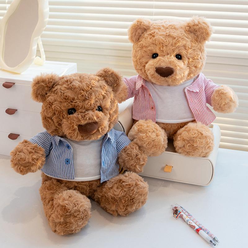 Cute Bear Plush Toys Soft Stuffed Cute Bear Wear Clothes Doll Boys Girls Appease Pillow Kids Baby Birthday Christmas Gift