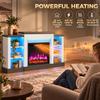 Electric Fireplace TV Stand 138cm, LED Strips, Adjustable Flame Effect, 6 Shelves, Entertainment Center Console Table