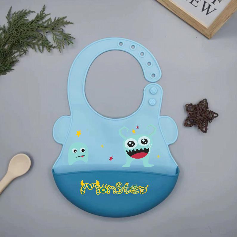 Waterproof Silicone Baby Bib - Large, Wash-Free, Drool & Meal Bib for Newborns and Children