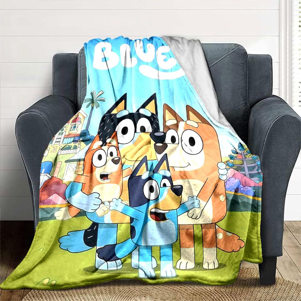 Bluey Cartoon Print Flannel Blanket High Quality Warm Comfortable Cover for All Seasons Perfect for Gifts Home Decor