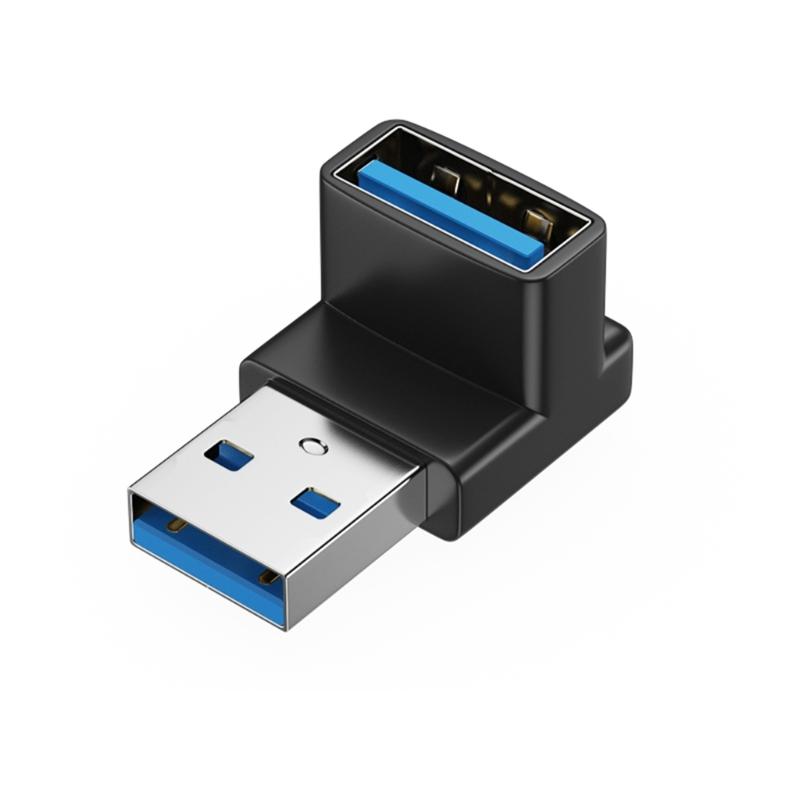 USB 3.2 90 Degree Male to Female Connectors for Protecting Device Port in Tight Space in Computer Connection