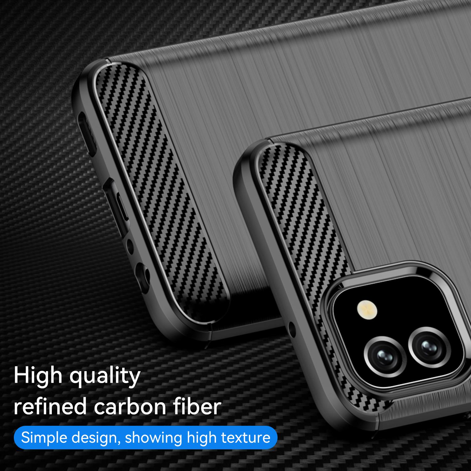 

1.8mm Brushed Surface TPU Case Carbon Fiber Texture Drop Protection Phone Protective Cover for Samsung Galaxy A03 (164.2 x 75.9 x 9.1mm) Black