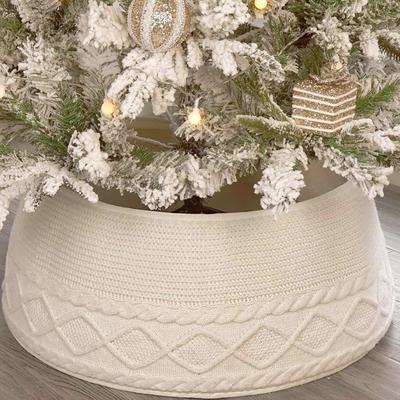 Knit Christmas Tree Collar Christmas Tree Ring Skirt Holiday Home Decor Seasonal Festive Party Decorations for Entryway Bedroom