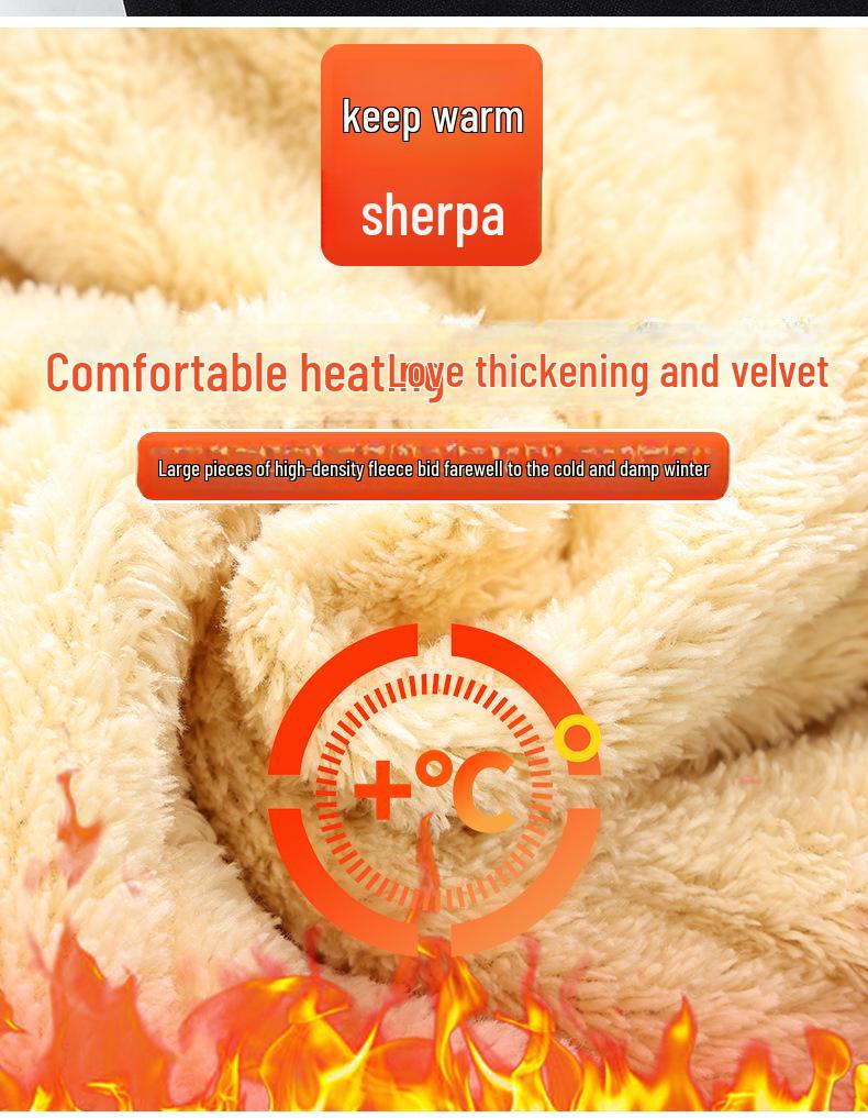 Men's Winter Warm Three-Layer Elastic Cotton Trousers with Velvet Lining for Middle-Aged and Elderly