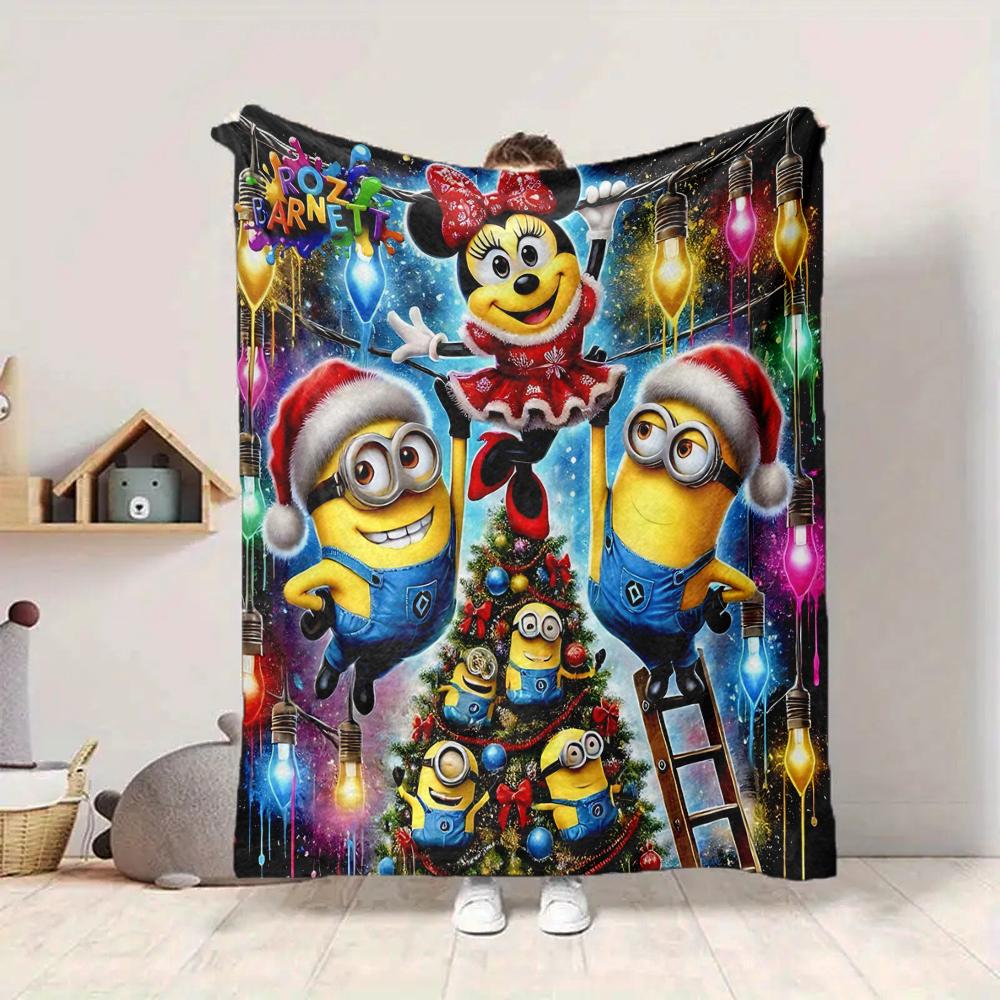 1Pc Minions Bananas Party Blanket Soft And Comfortable Casual Warm Camping Travel Christmas Halloween Gift M91750