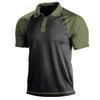 Maglietta POLO casual da uomo, colletto polo, cerniera, manica corta, moda, verde mimetico, uomo