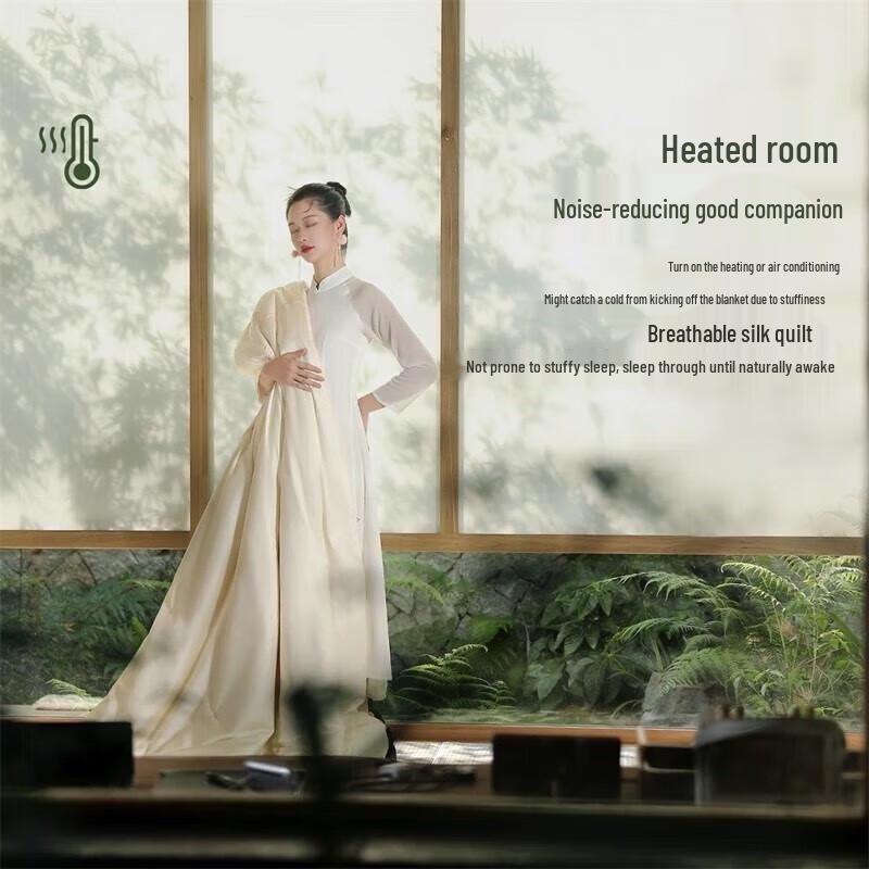 Mercury Home Textiles Embroidered Organic Tussah Silk All-Season Quilt