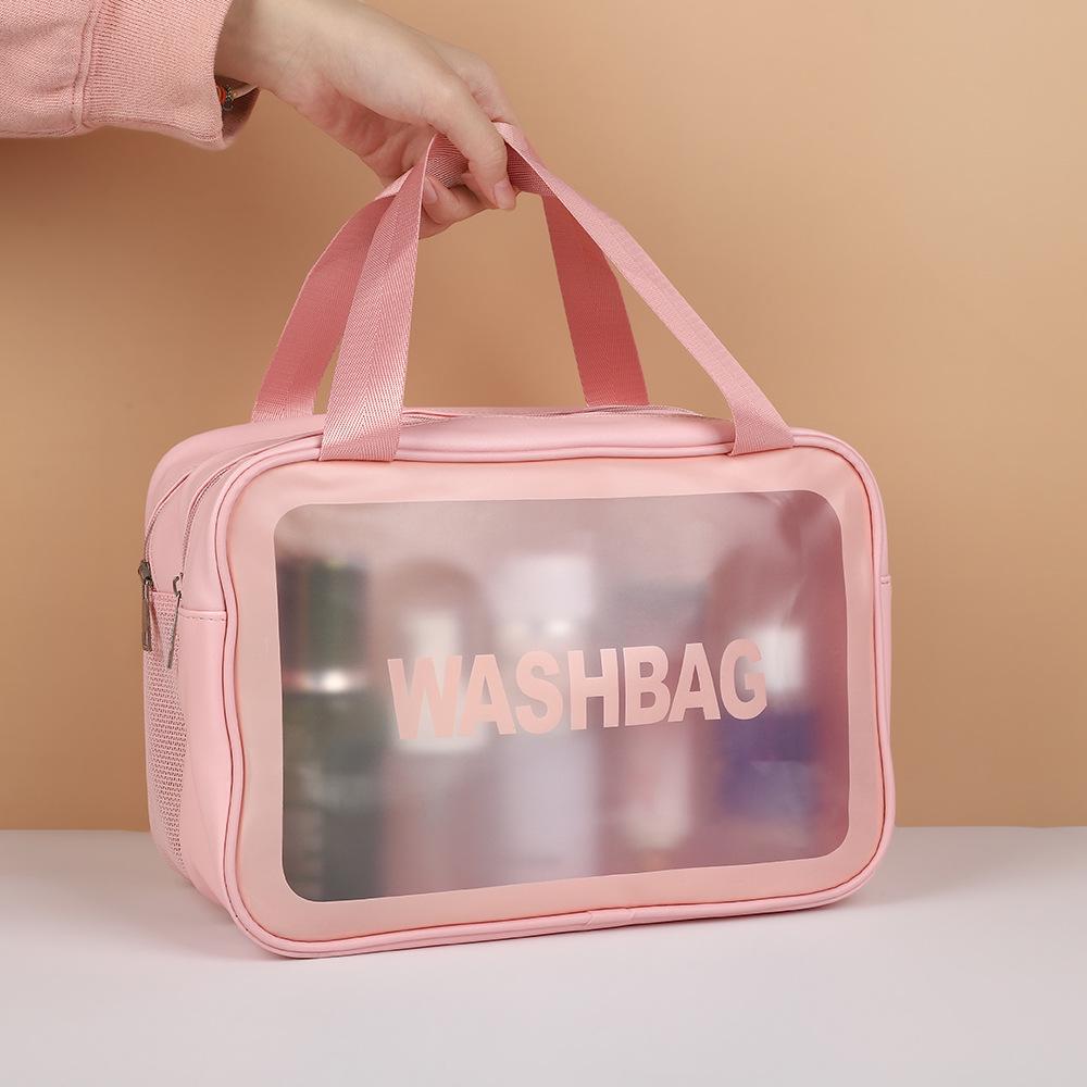 Transparent PVC Makeup Bag: Wet/Dry Separation, Large Capacity, PU Travel Cosmetic Organizer