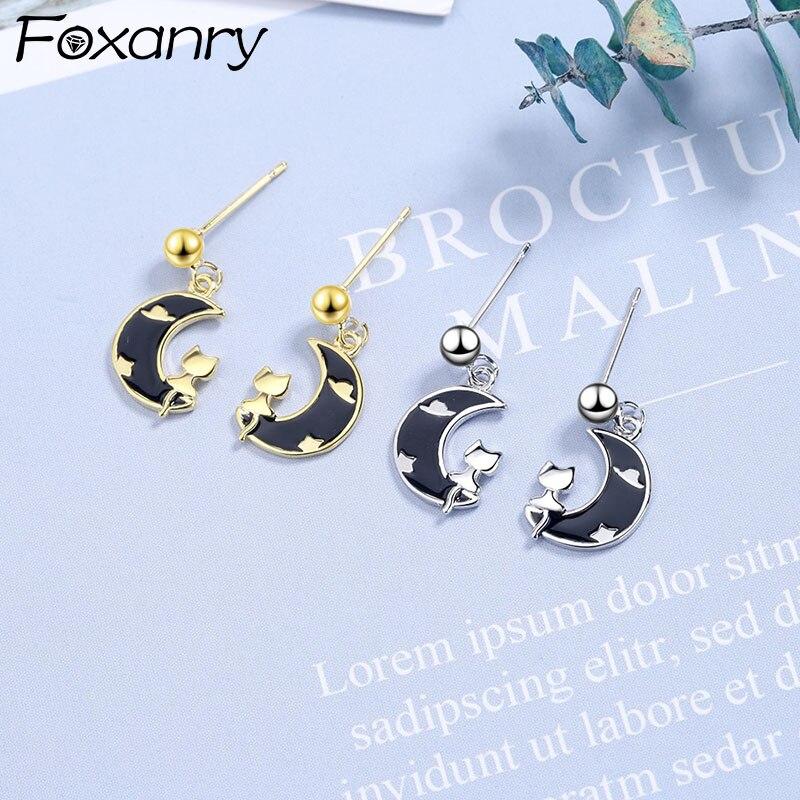 Prevent Allergy Sterling Silver Color Latest Modish Stylish Charm Women Girl Exquisite Craftsmanship Cat Creative Earrings Birthday Gathering