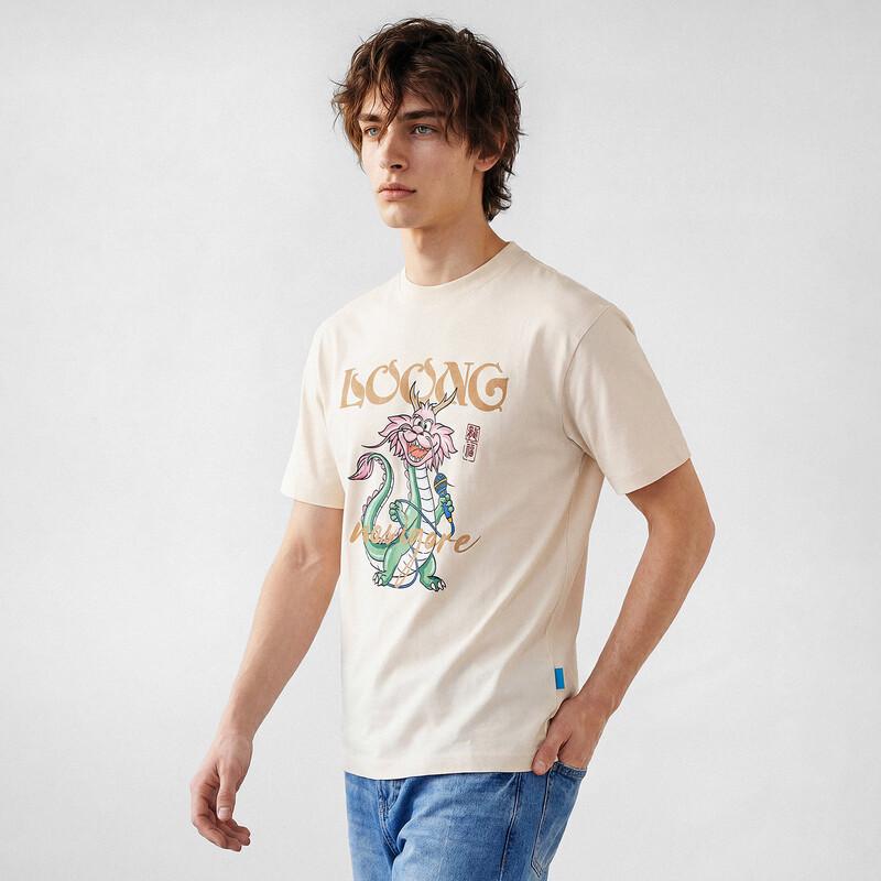 NVG·YOUNG Men's Dragon Print Short Sleeve T-shirt