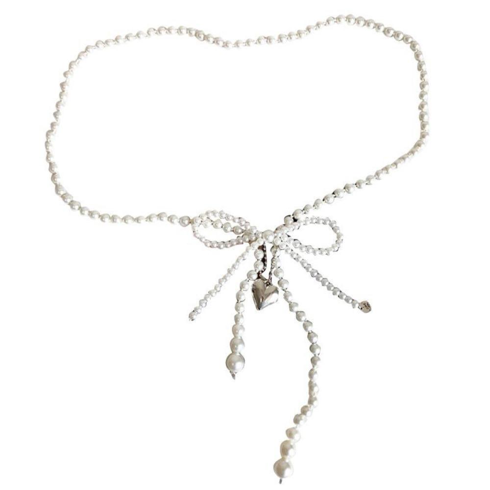 Korean Style Fresh Waist Chain Love Pendant Women's Body Jewelry Bow Pearl Waist Chain  Decoration