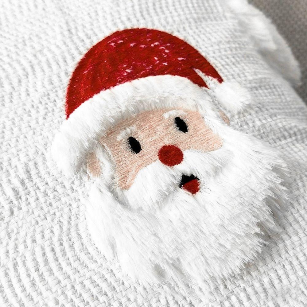 Cute 45×45cm Christmas Throw Pillow Cover 3D Embroidery Santa Claus Pillowcase Removable Soft Pillow Cover Home Decoration
