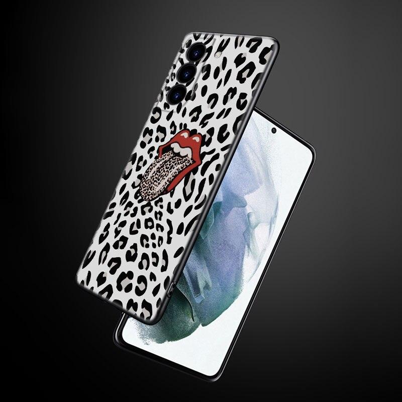 Custodia per telefono con stampa Leopard Love per Samsung Galaxy S22 Pro S21 S20 Ultra FE S10 Lite 5G S10E S9 S8 Plus Cover nera in TPU morbido