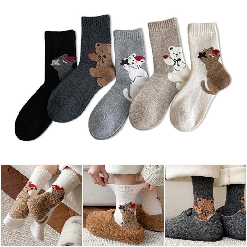 Cartoon Boot Socks for Women Ladies Winter Thick Warm Socks Knitted Wool Socks Thermals Socks Thick Hiking Crew Socks