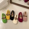 Fashion Pink Green Round Toe Lambswool Ballet Flats Woman Winter Warm Plush Buckle Strap Loafers Brand Design Teddy Fur Mary Jane Shoes