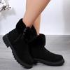 Winter New Large Size Women's Boots Solid Color Plush Shoes Side Zipper Low Heel Warm Cotton Boots Women
