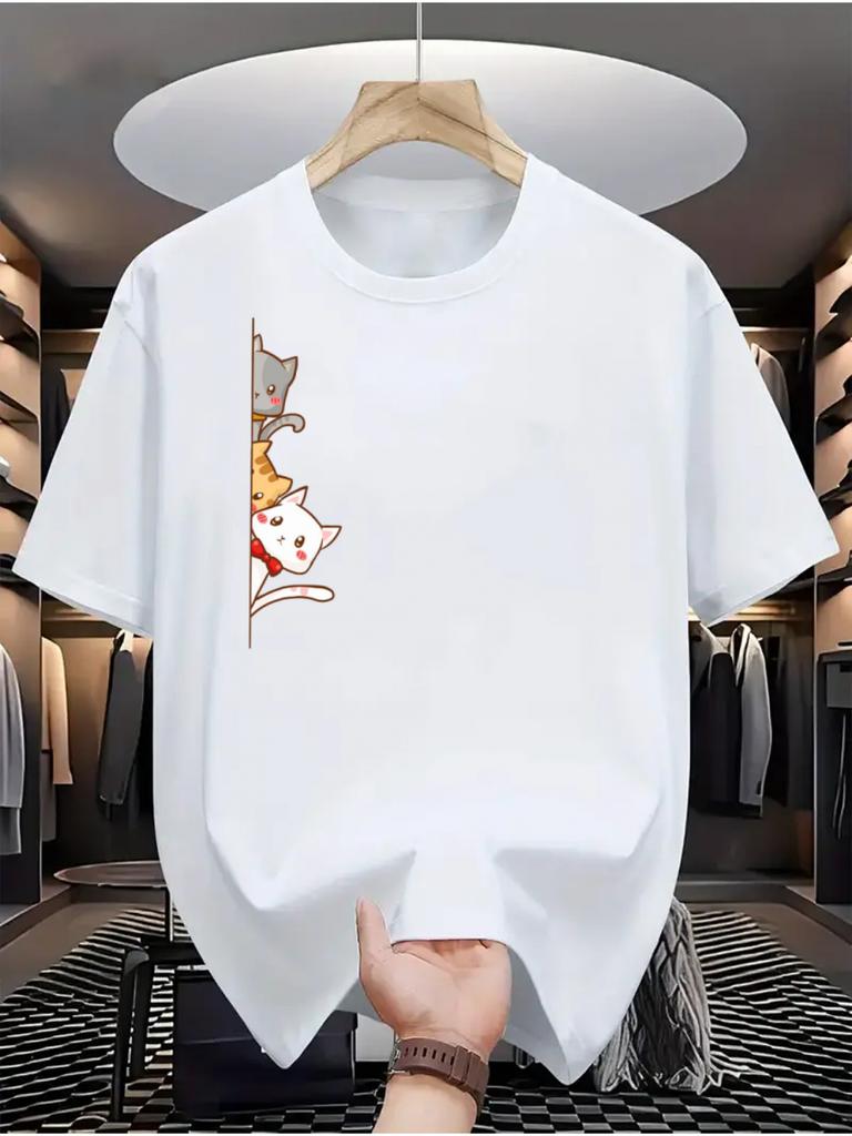 Mens 100 cotton graphic tshirt short sleeve crew neck tshirt suitable for summer casual wear versatile clothing