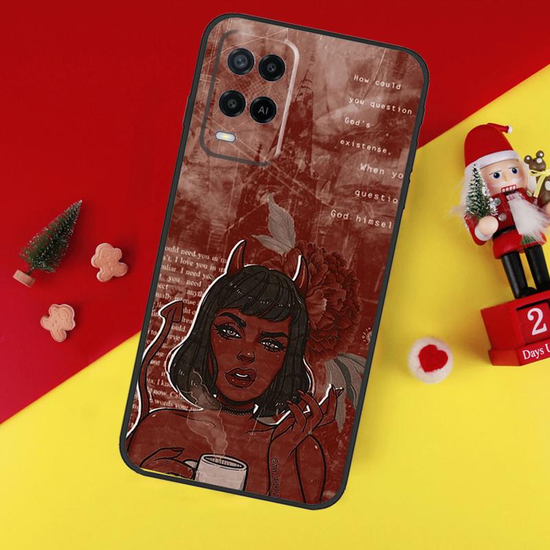 Aesthetic Devil Woman Bad Girl Case For Oppo A80 A60 A40 A15 A16 A17 A57 A94 A74 A54 A76 A96 A18 A38 A58 A78 A98 A6 A5 Pro