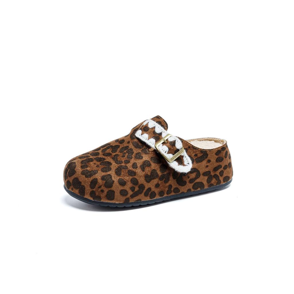 New thick-soled one-pedal Birkenstock half-tray cotton shoes for women's winter velvet outer wear muffin bottom to keep warm