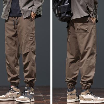 Macacão Americano da Moda Novo de Primavera e Outono Calças de Perna Larga Soltas Masculinas Cor Sólida Casual Tamanho Grande Calças Esportivas Para Homens