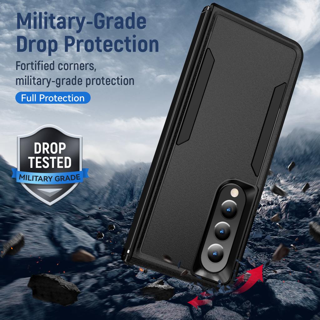 2 In 1 Hybrid Rugged Armor Shockproof Phone Case For Samsung Galaxy Z Fold 4 TPU Frame Hard Plastic Protective Back Cover Fundas