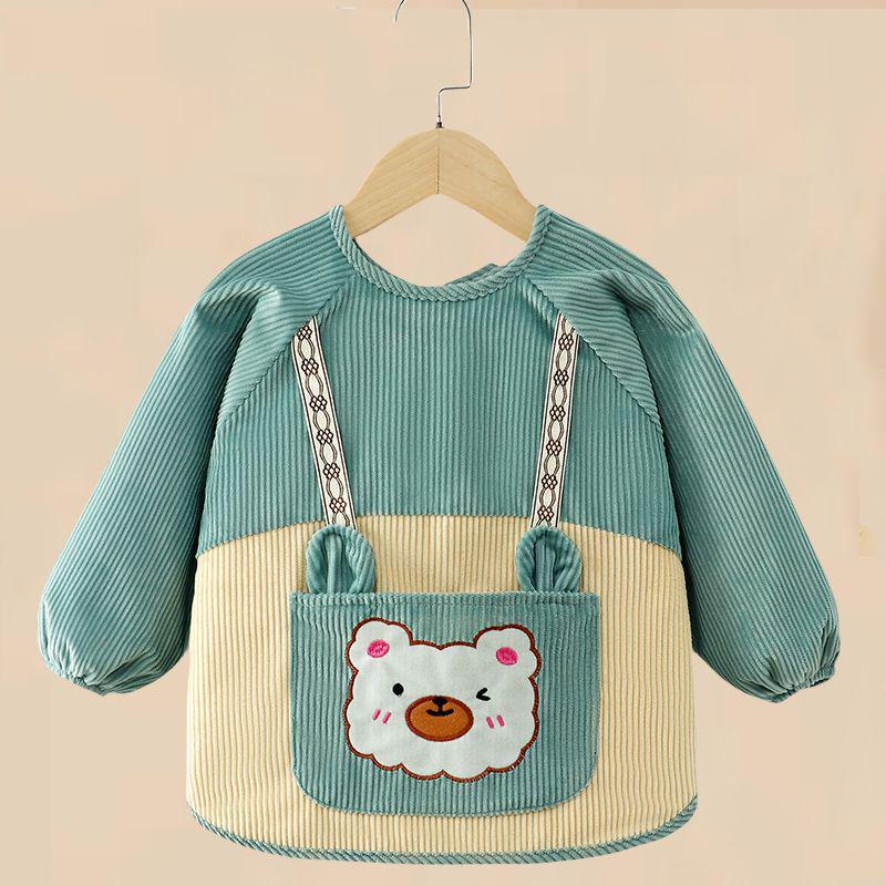 Waterproof Corduroy Baby Coveralls: Stain-Proof Unisex Autumn/Winter Eating Apron & Bib