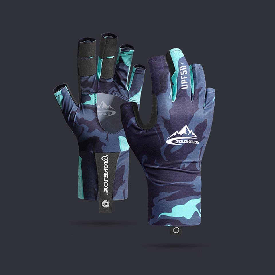 Loogdeel 1 Paar Angelhandschuhe Sommer Schatten Outdoor Angeln Rutschfest und Abriebfest Köder Eisseide Halbfingerhandschuhe Herren
