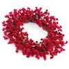 Artificial Red Berry Wreath 45cm Plastic Holly Berry Wreath Xmas Decoration for Front Door Wall Fireplace Dark Red