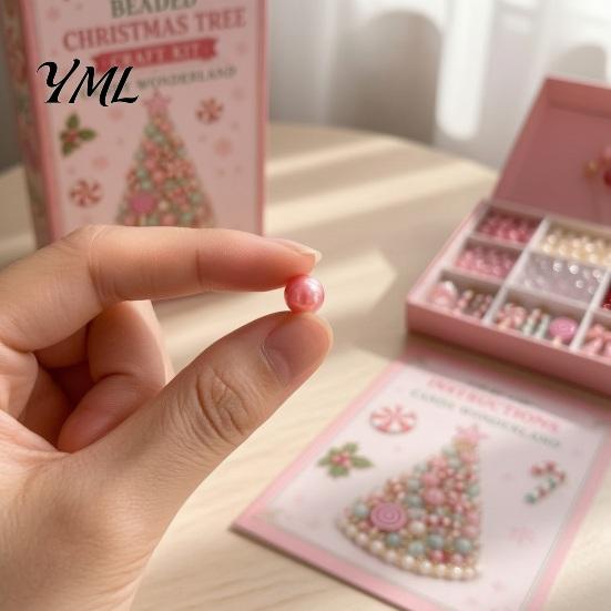 Beaded Figurine Making Set DIY Christmas Tree Beading Kit for Adults Beginners, Handmade 3D Ornament with Full Relaxing Craft Activity Tools