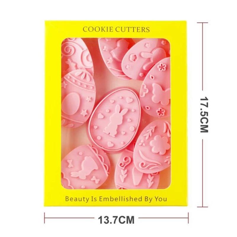 9Pcs/set Easter Rabbit Biscuit Mold Bunny Egg Cookie Cutter Stamp Embosser DIY Baking Tools Easter Party Cake Decoration Tools