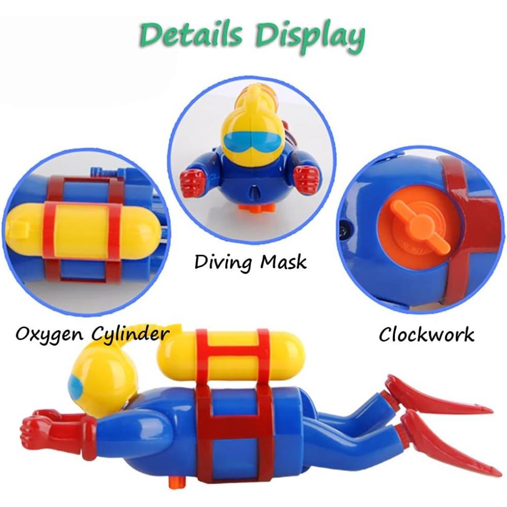 Wind-Up Scuba Diver Submarine Bath Plaything Clockwork Swimming & Diving Man Tub Baby Water Plaything Bathtub Pool Frogman Figurine Stem Present