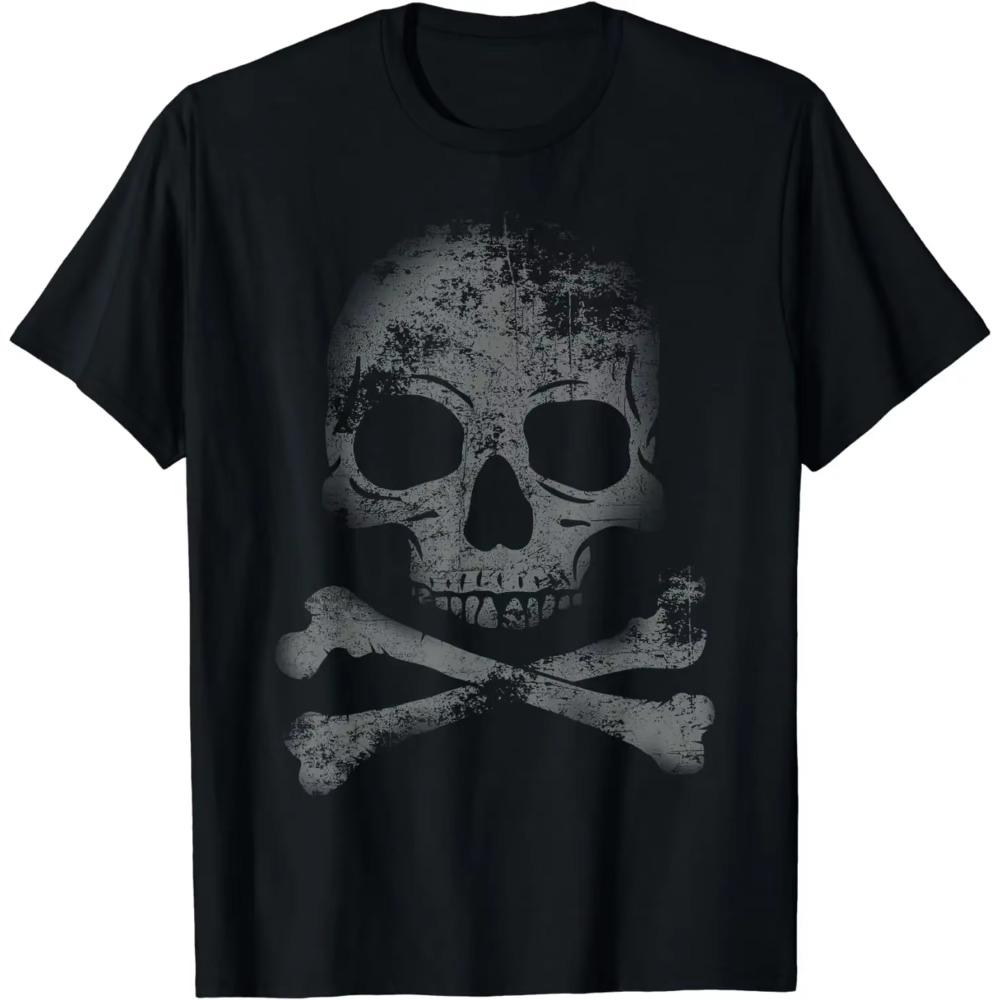 Scary skull and crossbones grunge style gothic creepy spooky T-Shirt