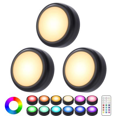3 τεμ. RGB LED νυχτερινά φώτα Τηλεχειριστήριο με δυνατότητα ρύθμισης φωτισμού κάτω από το ντουλάπι Ασύρματο φωτιστικό για ντουλάπα κουζίνας