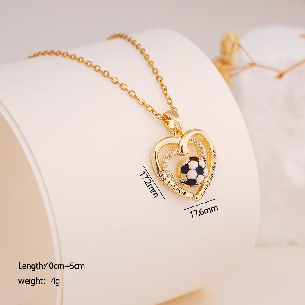 Football Necklace Light Luxury High Sense Versatile Simple Atmosphere Love Stainless Steel Collarbone Chain