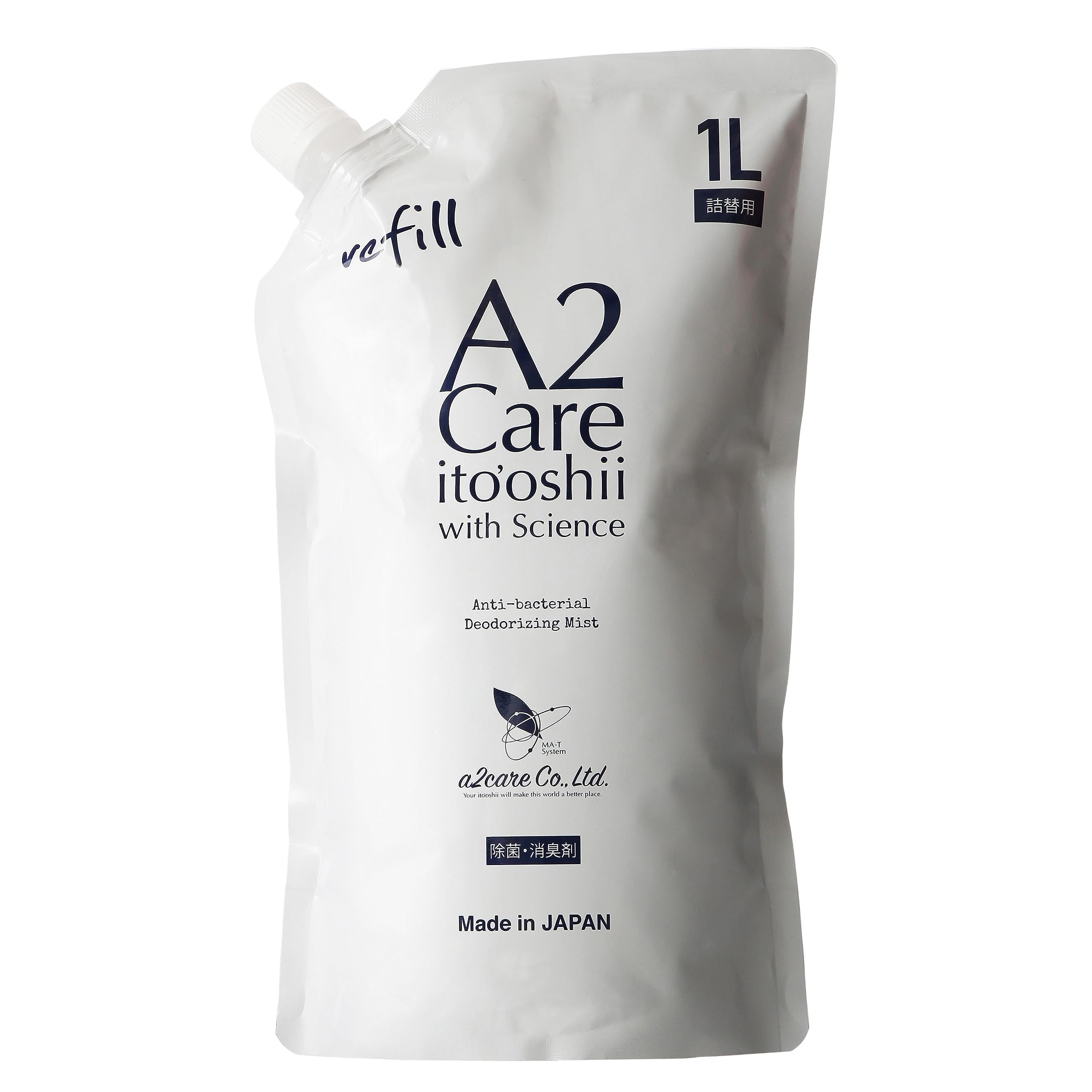 

A2Care Disinfectant Deodorizer with Made in 1 Liter (Refill MA-T) Japan, Alcohol-Free, Fragrance-Free, Odorless, Mild, (x 1)