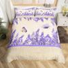 Lavender King Queen Duvet Cover Purple Flower Butterfly Bedding Set Abstract Marble Floral Comforter Cover Polyester Quilt Cover