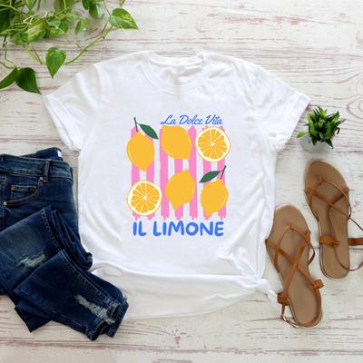 Limoncello Tshirt Amalfi Coast Italy T-shirt Preppy Lemon Summer Tee Short Sleeve Women Graphic T Shirts Italy Vacation T-Shirt