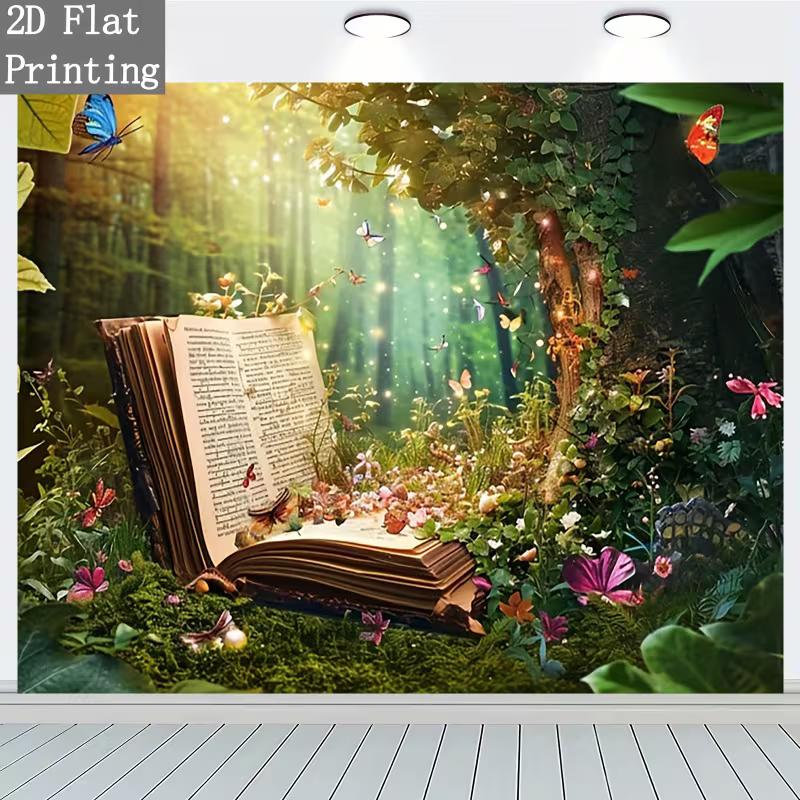 2D Fantasy Forest Storybook Backdrop Enchanted Woodland Photography Background Cloth