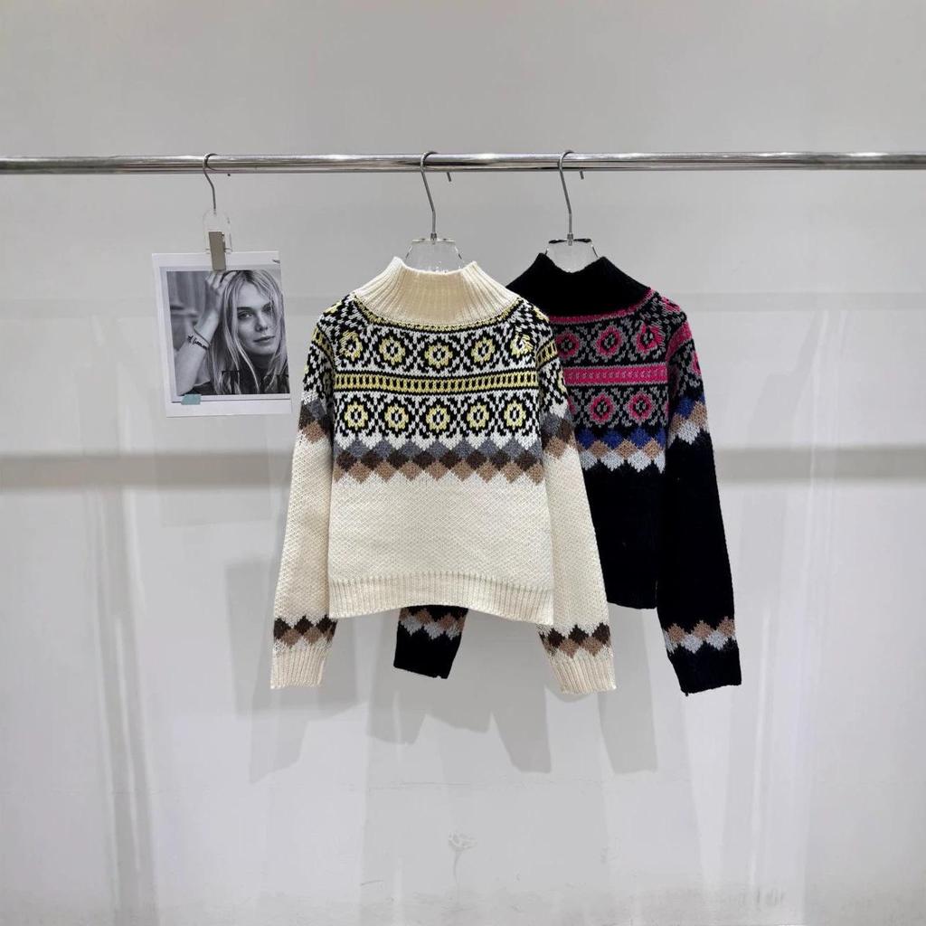Trendy European-Style High-Quality Jacquard Zipper Knit Cardigan for Winter/Autumn