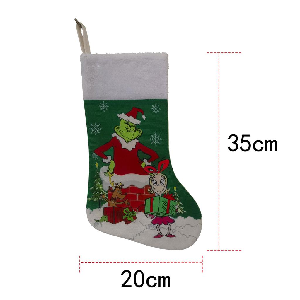 Set Ciorap de Crăciun Grinch și Fustă de Brad cu Huse pentru Scaun și Sticlă de Vin