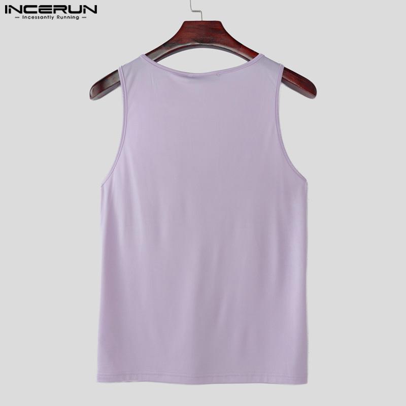 INCERUN Men V Neck Strap Sleeveless Twisted Casual Fitted Tank Tops Undershirts